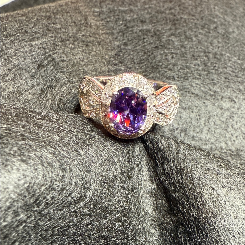 SS Amethyst Ring Size 8